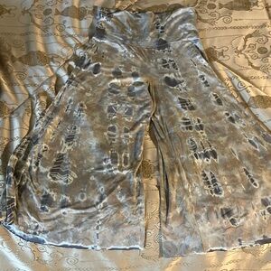 Green Dragon Tie-Dye Wide-Leg Pants - Gray and Brown